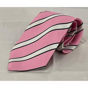 Lavoraxione Antigianale Pura Seta 100% Silk Pink with Navy/White Striped Silk Ti